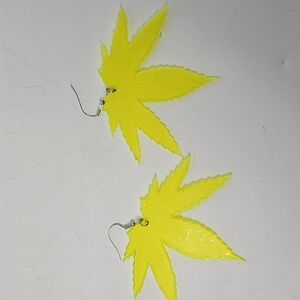 Leafy Unique Transparent Neon Novelty Drop Earrings Fun Party